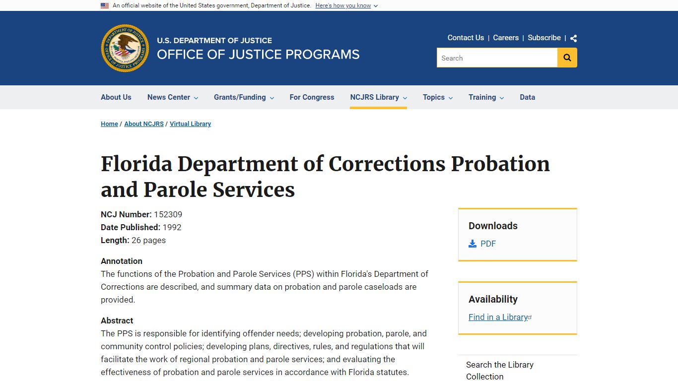 Florida Department of Corrections Probation and Parole Services
